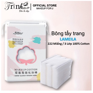 Bông Tẩy Trang LAMEILA 222 Miếng/3 Lớp 100% Cotton