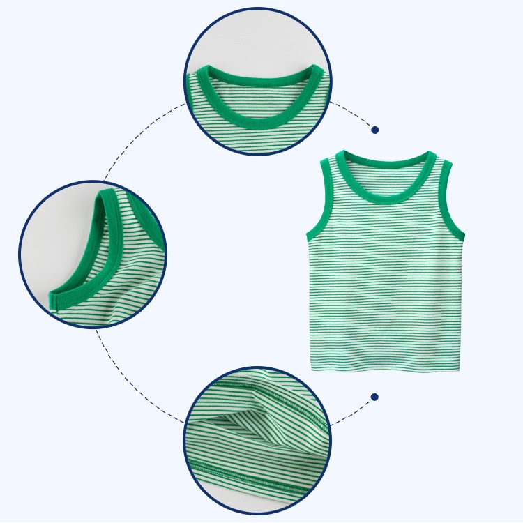 Áo ba lỗ bé trai sát nách bé gái chất cotton họa tiết kẻ sọc trẻ em từ 1 đến 8 tuổi BigKids
