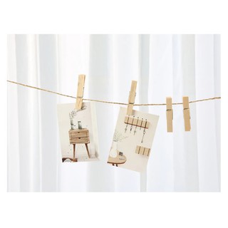 Kẹp gỗ trơn - (Size 3,5cm/ 4,5cm x 7mm) - Set 30 chiếc kèm dây