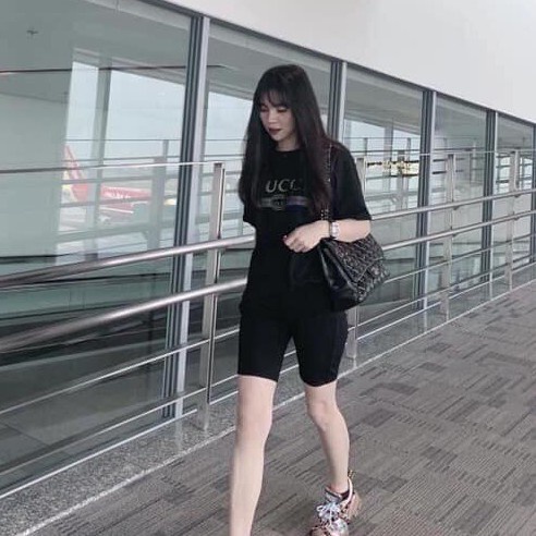 Quần Legging Cộc Đùi Kèm Túi Zip Nữ - Short lửng màu đen trơn dáng ôm body Ulzzang