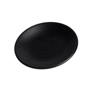 Dĩa tròn gân size 15cm nhựa Melamine Nhám đen