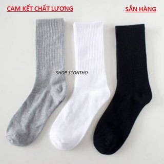 Set 3 đôi tất nam cổ cao màu đen, trắng, xám xuất nhật