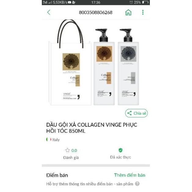 Combo cặp dầu gội xả Collagen VINGE 1000ml | BigBuy360 - bigbuy360.vn
