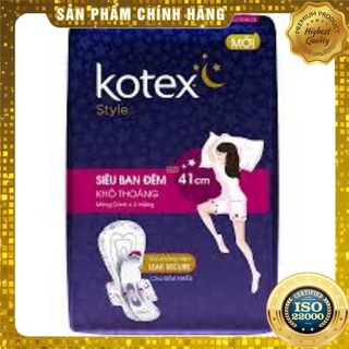 [ Yams Mart ] Combo 2  Băng Vệ Sinh Kotex Ban Đêm Mỏng Cánh 41CM 3 Miếng