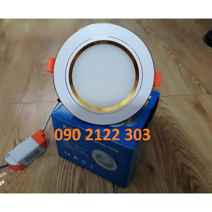 SET 10 ĐÈN ÂM TRẦN THẠCH CAO 7W  PHI 90MM  VIỀN VÀNG 3 CHẾ ĐỘ MÀU SANG TRỌNG