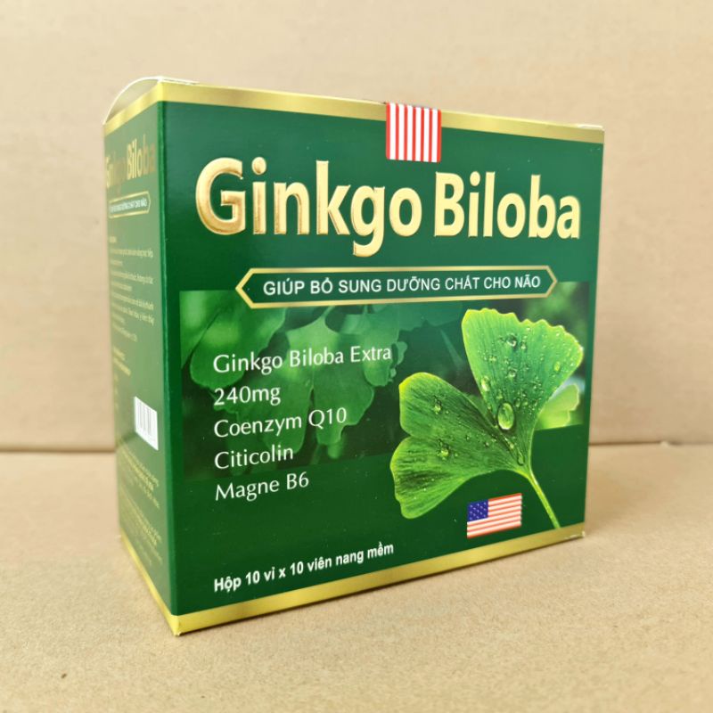 Hoạt huyết dưỡng não Ginkgo Biloba 240mg giúp bổ sung dưỡng chất cho não, tăng cường tuần hoàn máu não - Hộp 100 viên