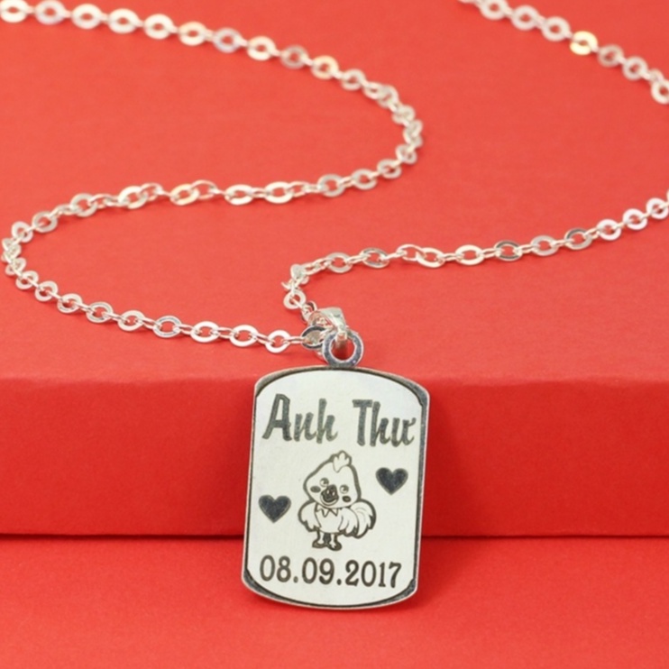 Dây chuyền bạc cho bé hình con gà khắc tên DCT0079 Trang Sức TNJ