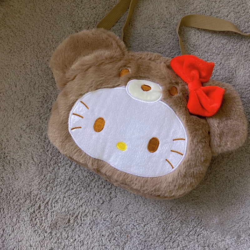 Túi Đeo Chéo Vai Hình Mèo Bông Dễ Thương Dành Cho Nữ