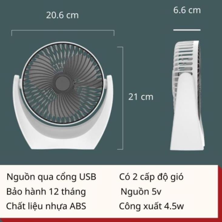 MIỄN SHIP-  Quạt mini để bàn cổng USB di động, động cơ không tiếng ồn để phòng ngủ, xoay 120 độ