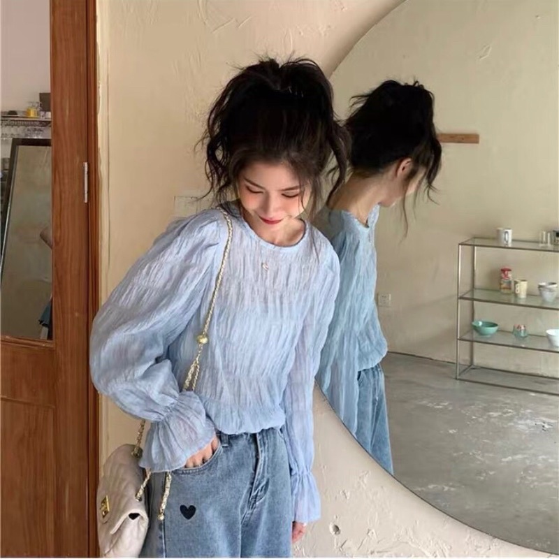 Set áo dây len và sơ mi nhún