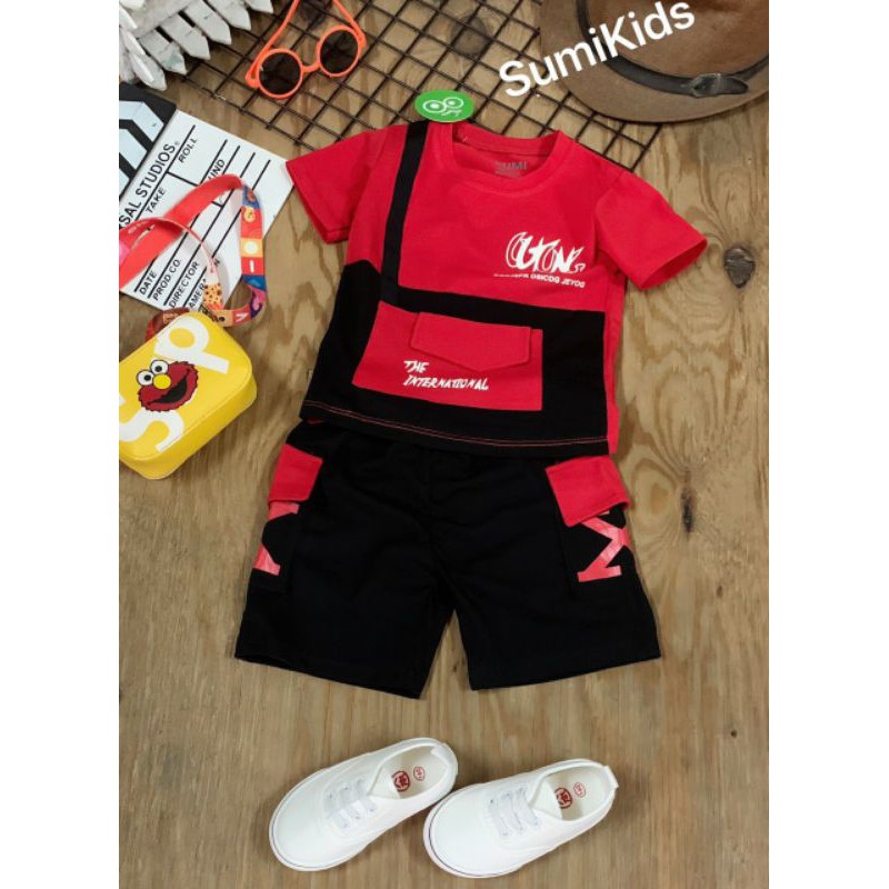 Đồ bộ bé trai cao cấp hip hop túi hộp Sumi kids