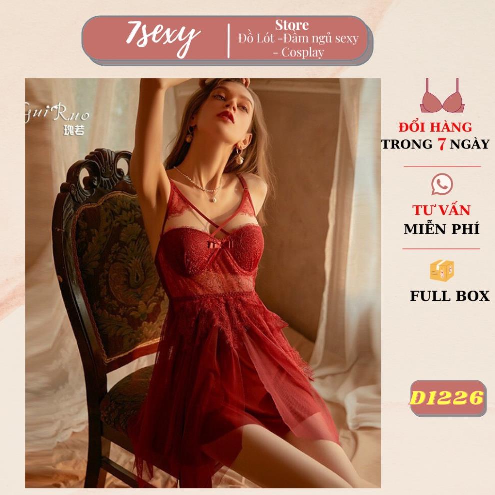VIP Váy Ngủ Ren mềm mại xuyên thấu , đầm có cúp ngực D1226 7Sexy