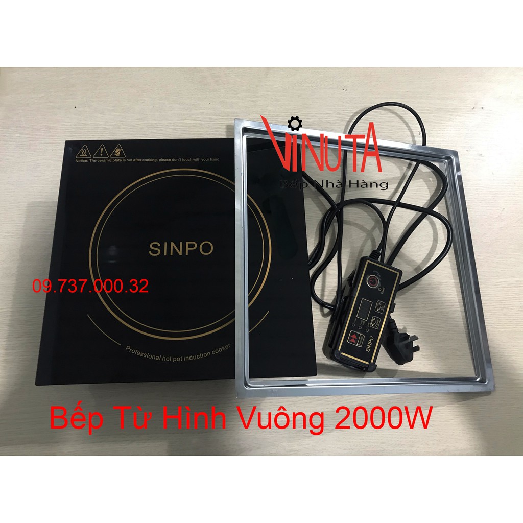 Bếp Từ Vuông 2000w, bếp điện từ Sinpo / IH nấu lẩu đơn hình vuông âm bàn