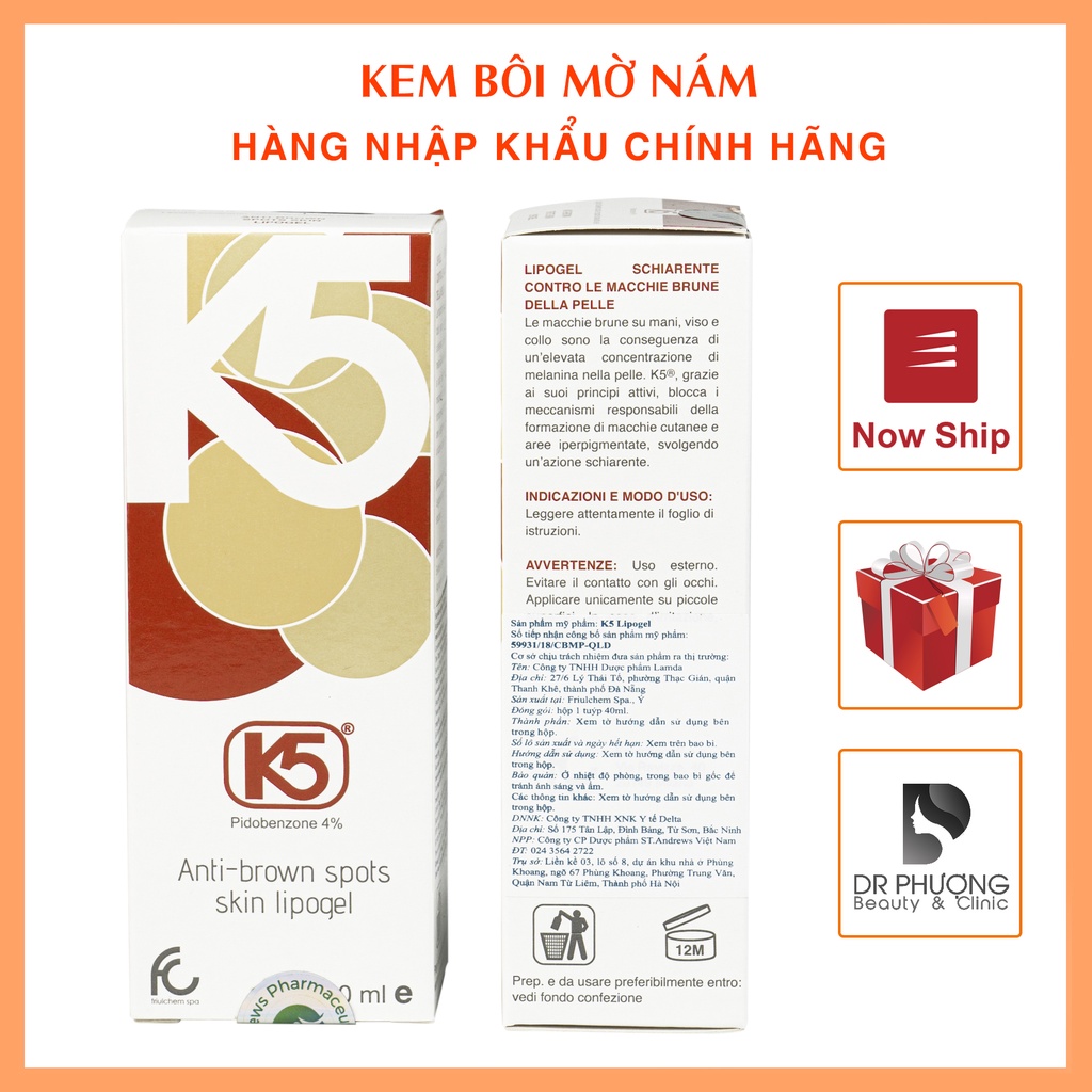 KEM BÔI NÁM K5 LIPOGEL 40ml