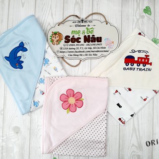 Khăn ủ coton có nón dành cho bé