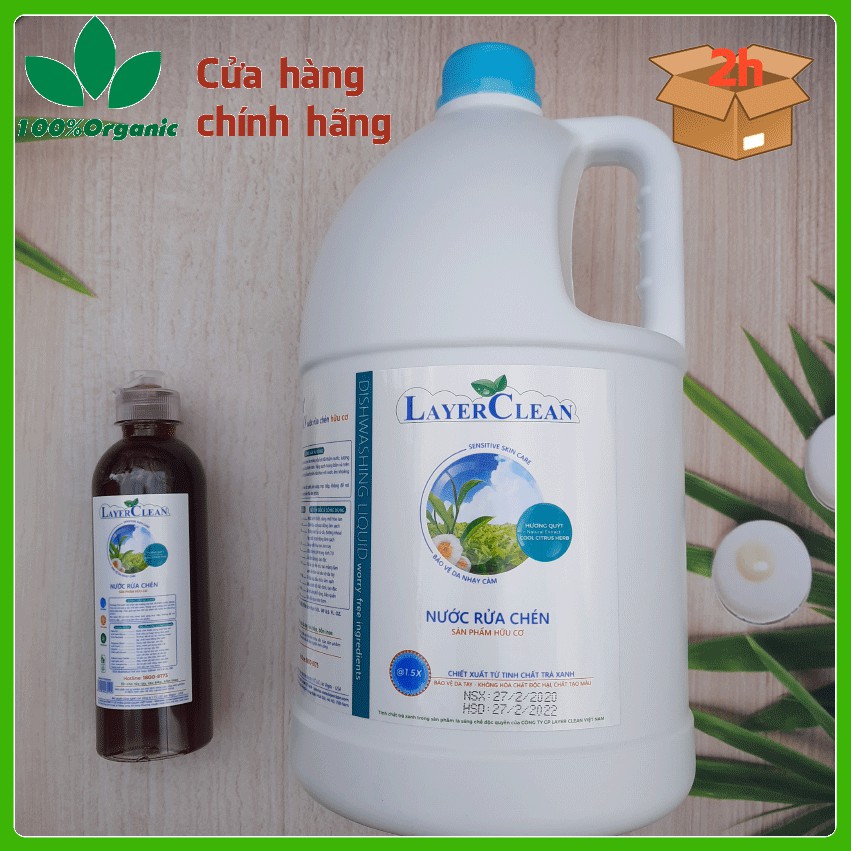 Nước rửa chén hữu cơ Layer Clean 5 lít, layerclean hữu cơ Quế, Quả hồng, Quýt