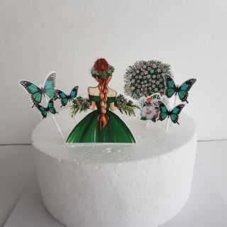 Sét cắm giấy cô gái trang trí bánh kem( Giá set 1 bộ như ảnh)