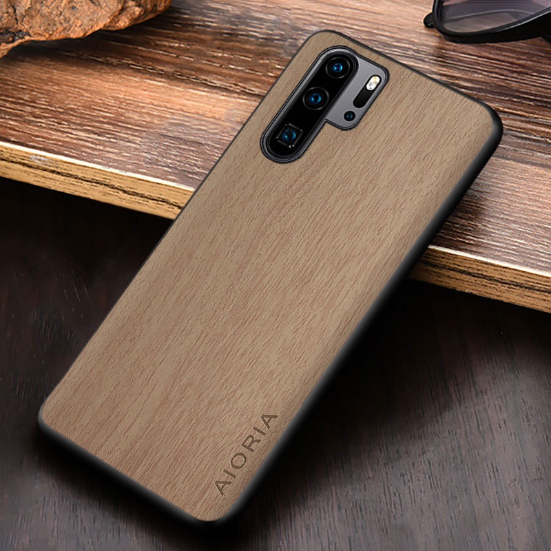 Ốp Bao Da Điện Thoại pu Họa Tiết Vân Gỗ Cho huawei p30 pro lite