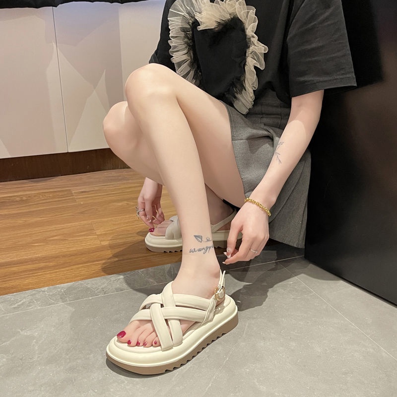Giày Sandal Đế Dày Quai Chéo Thời Trang Đi Biển Phong Cách Mới
