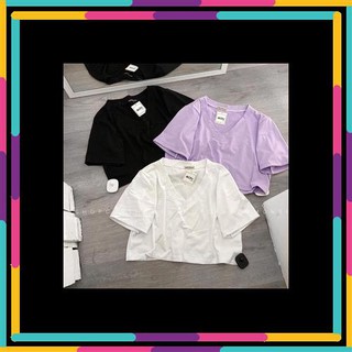 Áo thun croptop form rộng cổ tim