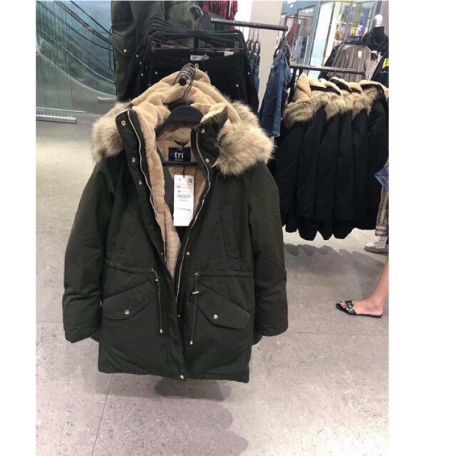 Áo khoác Parka lót lông Zara size M