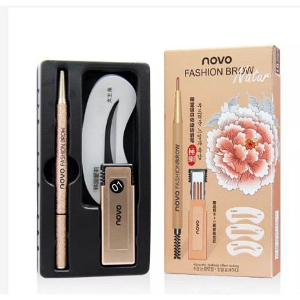 Chì kẻ Mày 2 đầu Cao Cấp Novo Fashion Brow Tặng 3 lõi + 3 khuôn