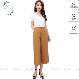 Quần đũi nữ Blue Chic ống suông rộng cạp chun culloes lửng xuông loe màu trắng đen be bigsize thời trang