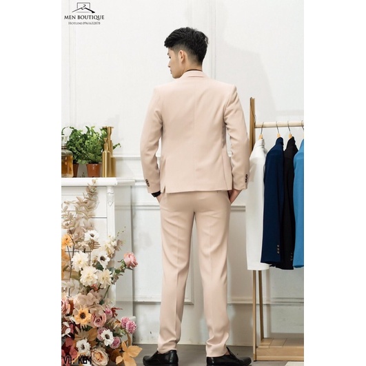 Bộ Vest nam màu Be sữa vải cao cấp