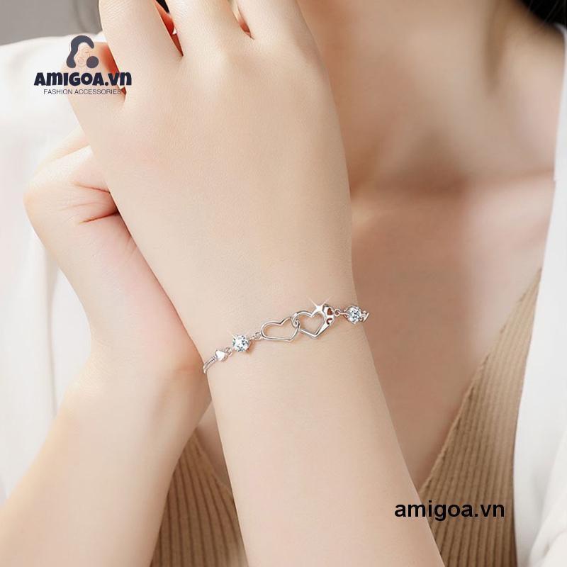 ✨✨Lắc Tay Bạc Ý Hình Trái Tim Đôi Thông Điệp Tình Yêu S925 Cao Cấp