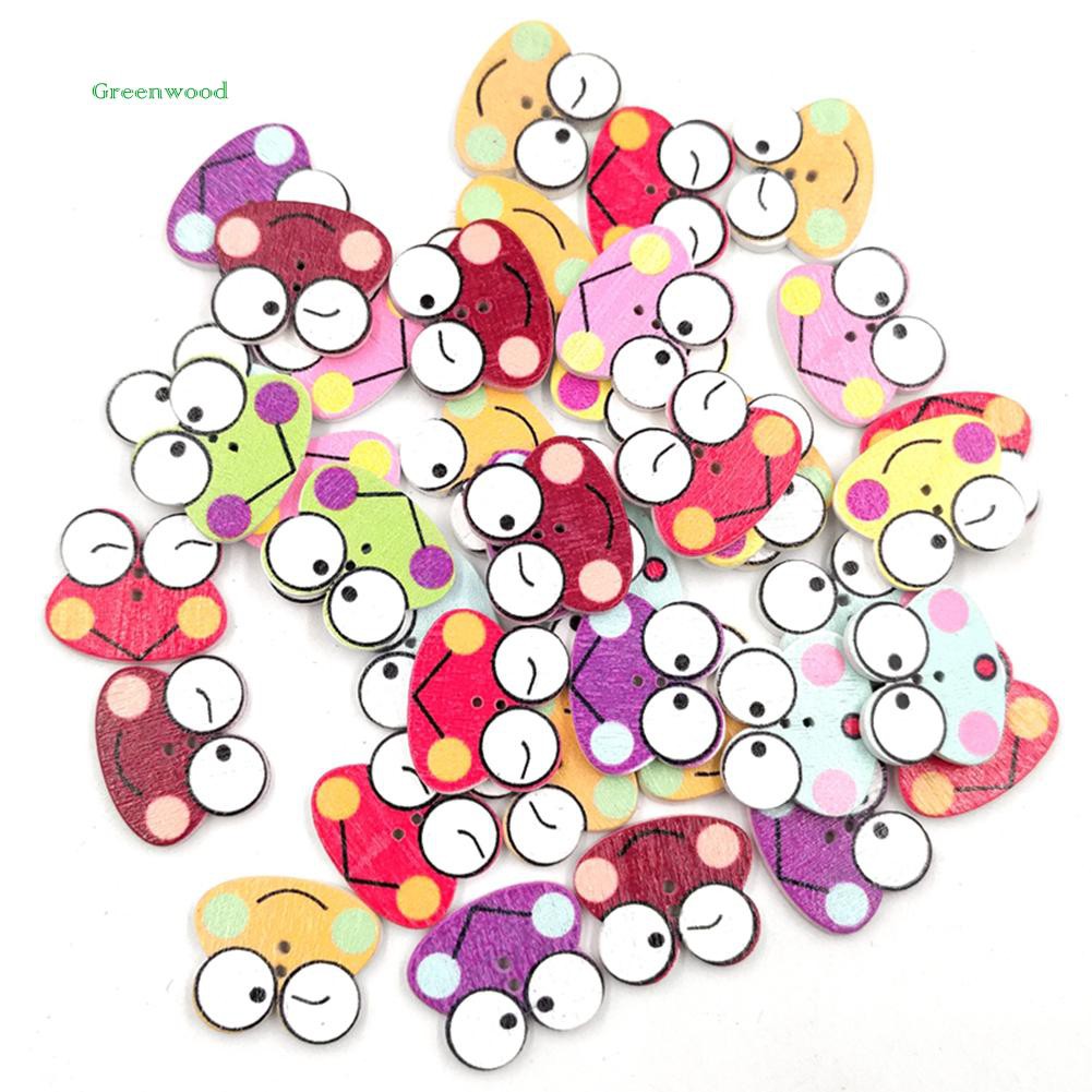 Bộ 50 nút gỗ hình con ếch dùng làm thủ công