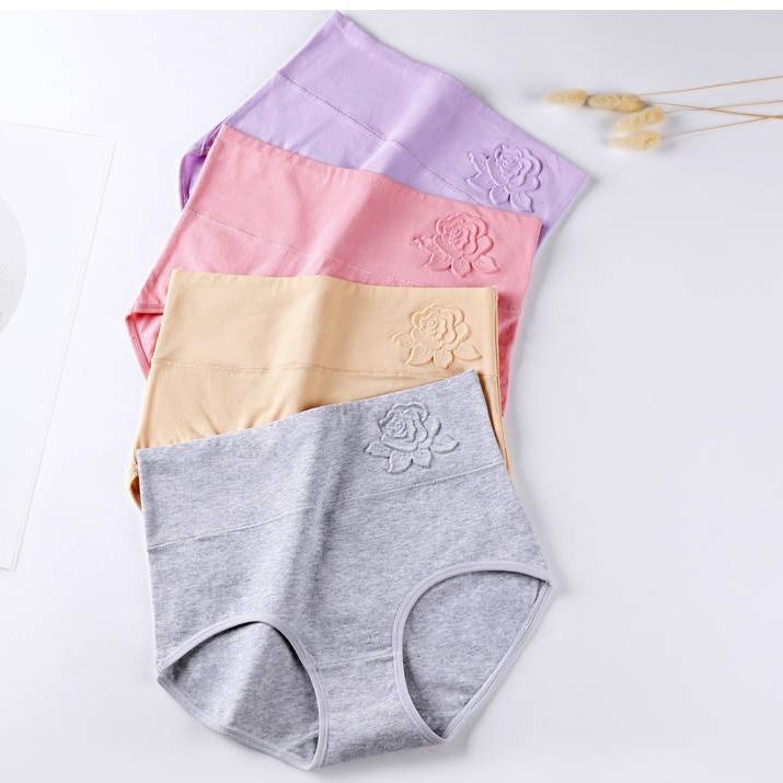 Set 4 quần lót cotton lưng cao định hình cơ thể cho nữ