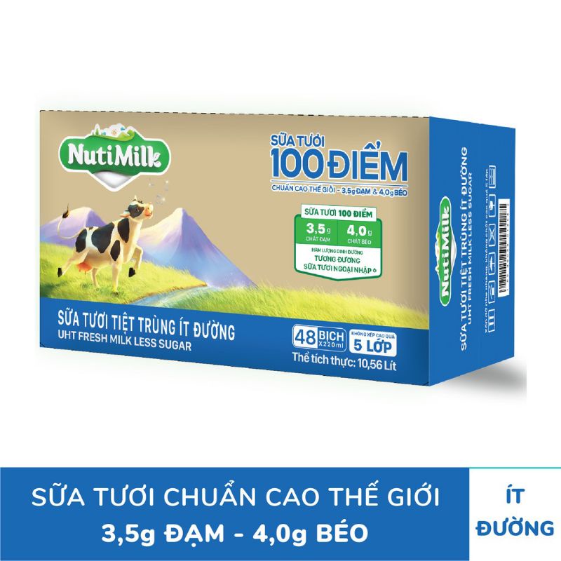 {mẫu mới}THÙNG SỮA 48 BỊCH NUTRIMILK 220ML