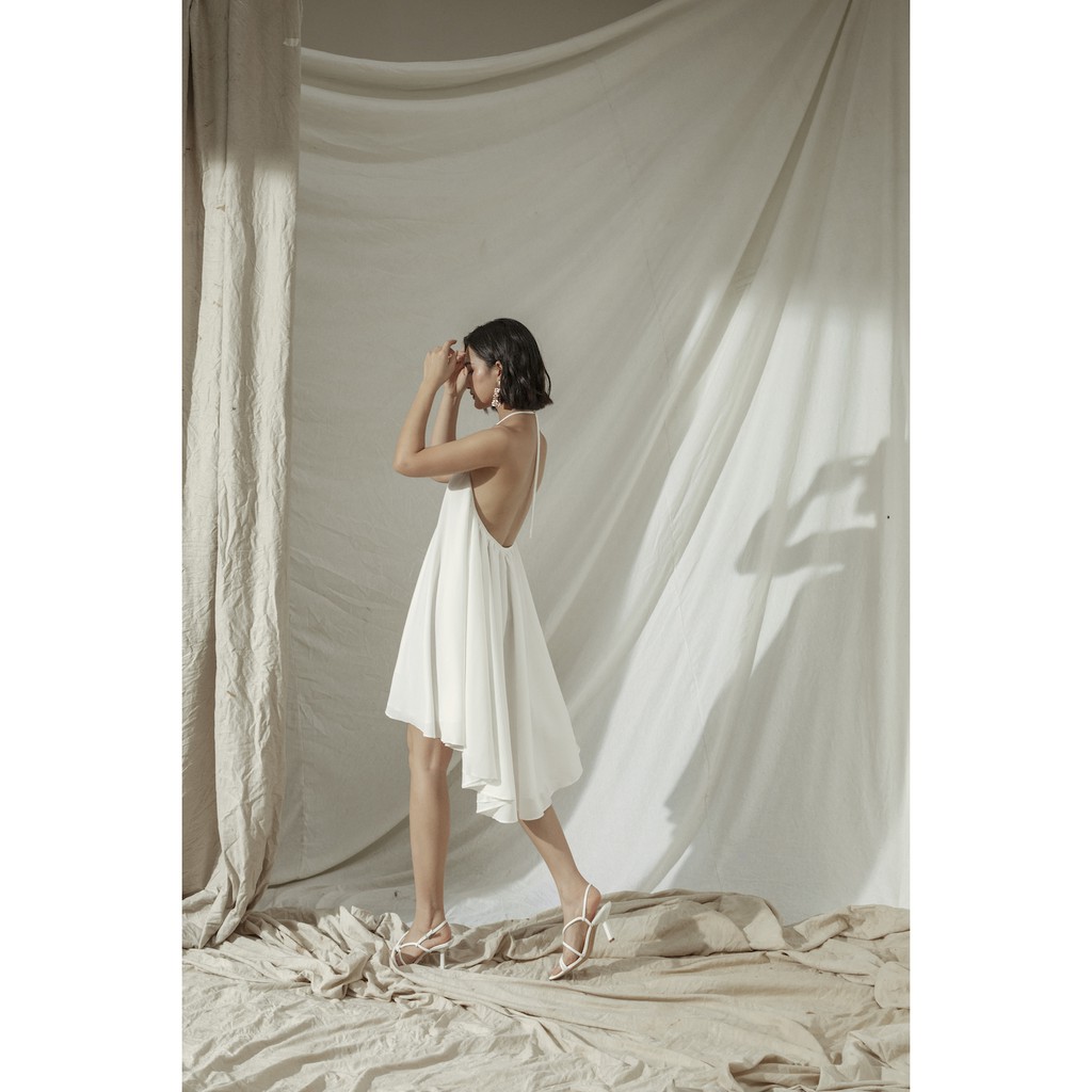Popbirdy - Đầm Hai Dây Chiffon Cổ Yếm Dáng Xoè