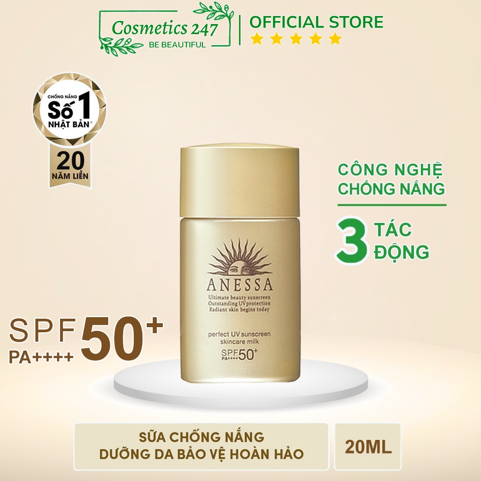 Kem chống nắng Anessa Perfect UV Sunscreen Skincare Milk SPF 50+ PA++++ 20ml & 60ml | BigBuy360 - bigbuy360.vn
