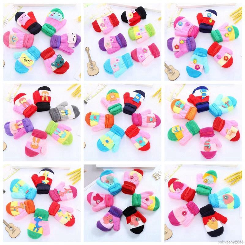 Đôi Găng Tay Cotton Dệt Kim Họa Tiết Hoạt Hình Dễ Thương Dành Cho Bé Từ 0 - 3 Tuổi