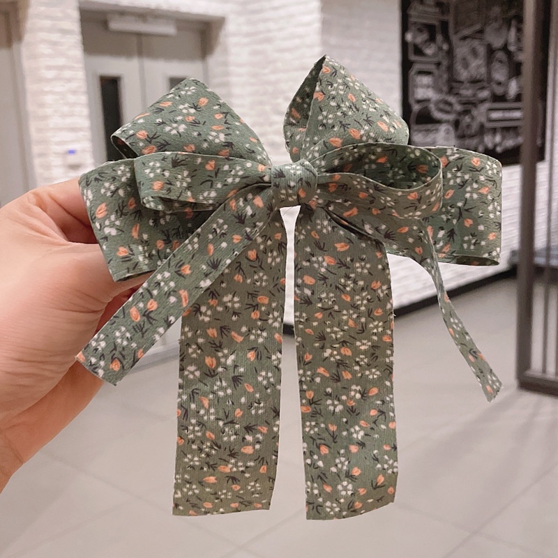 Kẹp Tóc Hình Nơ Lớn Họa Tiết Hoa Phong Cách Hàn Quốc Cho Nữ