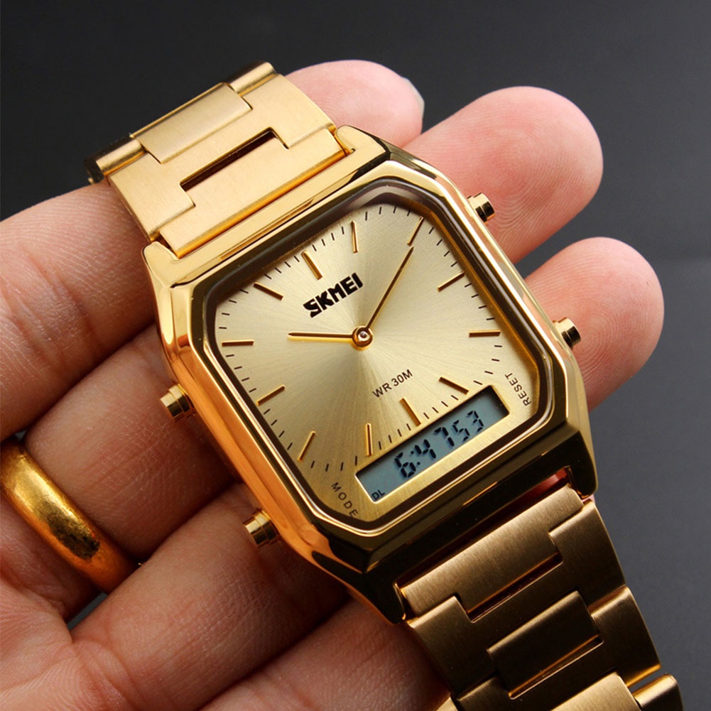 MACmk Vintage Square Dial Analog Stainless Steel Men Wrist Watch Handwear Decoration