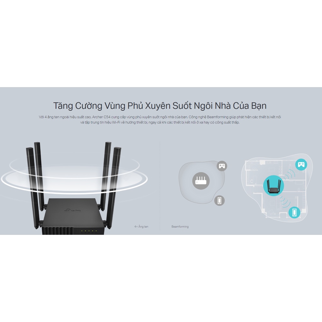 Bộ Phát Wifi TP-Link Băng Tần Kép AC1200 Archer C54 | Hàng Chính Hãng | Bảo Hành 24 Tháng.