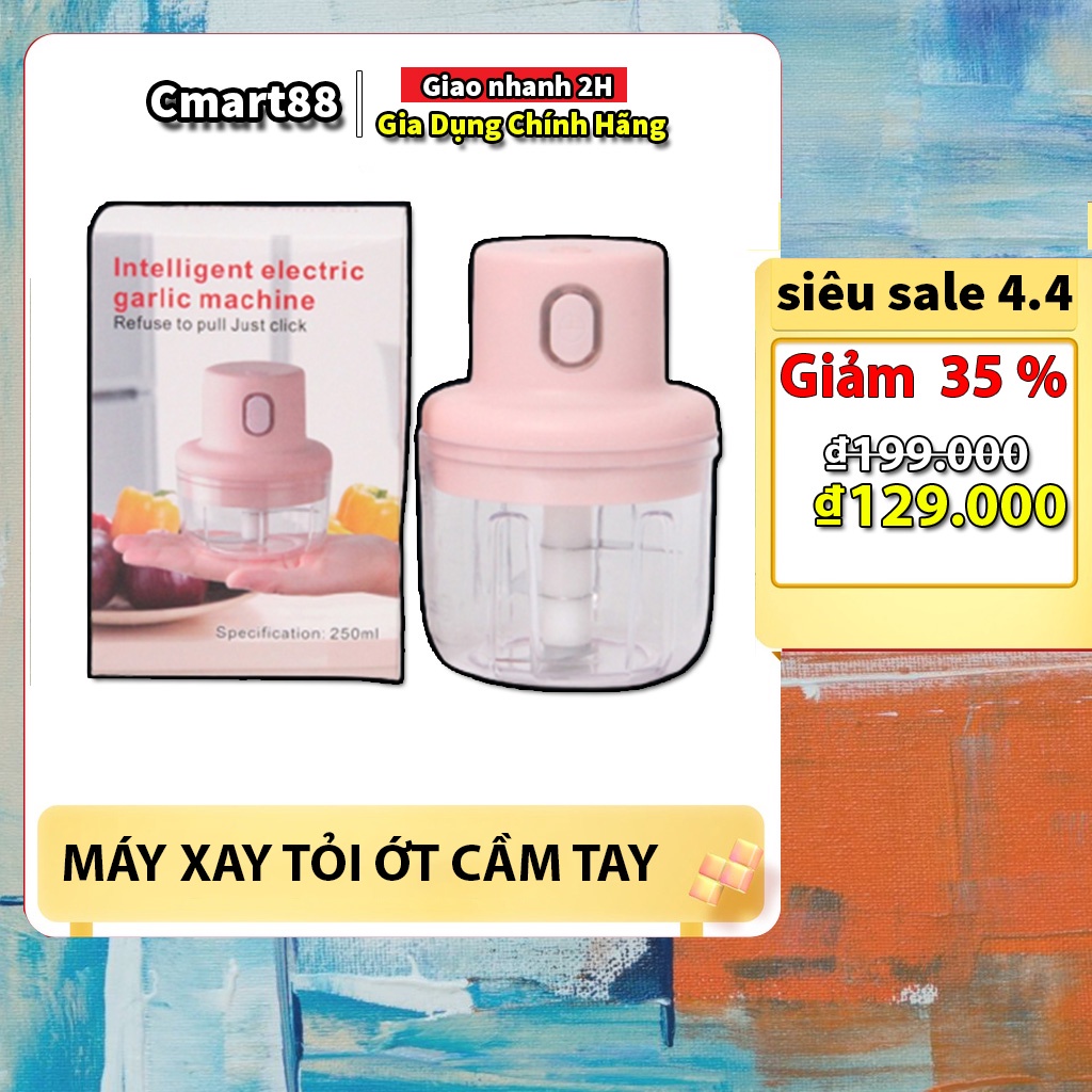 Máy xay Mini cầm tay đa năng cao cấp dung tích 250ML sạc điện lưỡi bằng thép không gỉ, Máy xay tỏi ớt mini cổng sạc USB