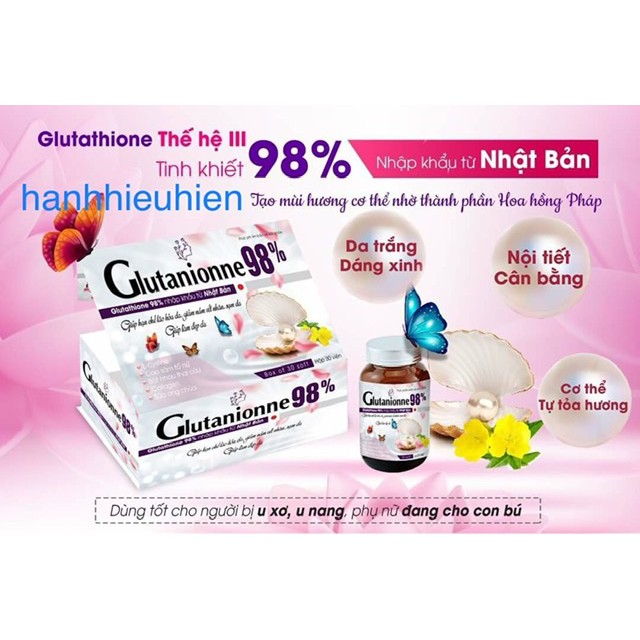 Viên uống trắng da, tạo mùi thơm cơ thể Glutanionne 98%