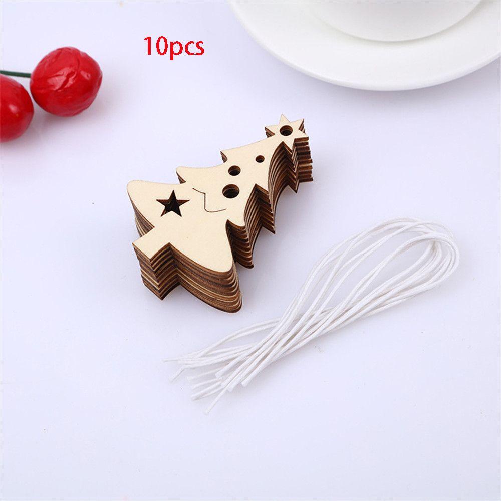 Set 10 Miếng Gỗ Hình Lát Màu Sắc Tự Nhiên Treo Trang Trí Cây Thông Noel DIY