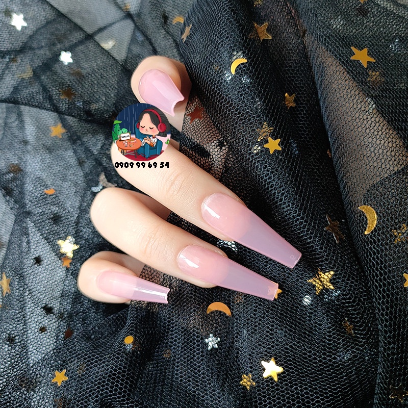 [ 1169 - 11 HỒNG THẤU ] MÓNG CỨNG - SƠN BÓNG - Phom Thang Dài Xtra [Tặng Miếng Dán Và Dụng Cụ] Lẻ