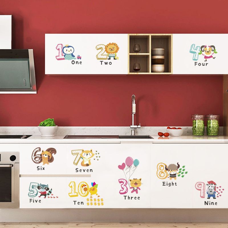 Giấy sticker họa tiết động vật hoạt hình đáng yêu dán tường trang trí