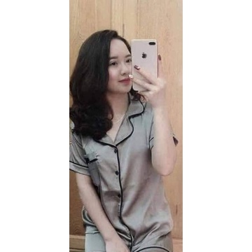 Bộ Pyjama Lụa Viền - Hot Trend cực cute hột me