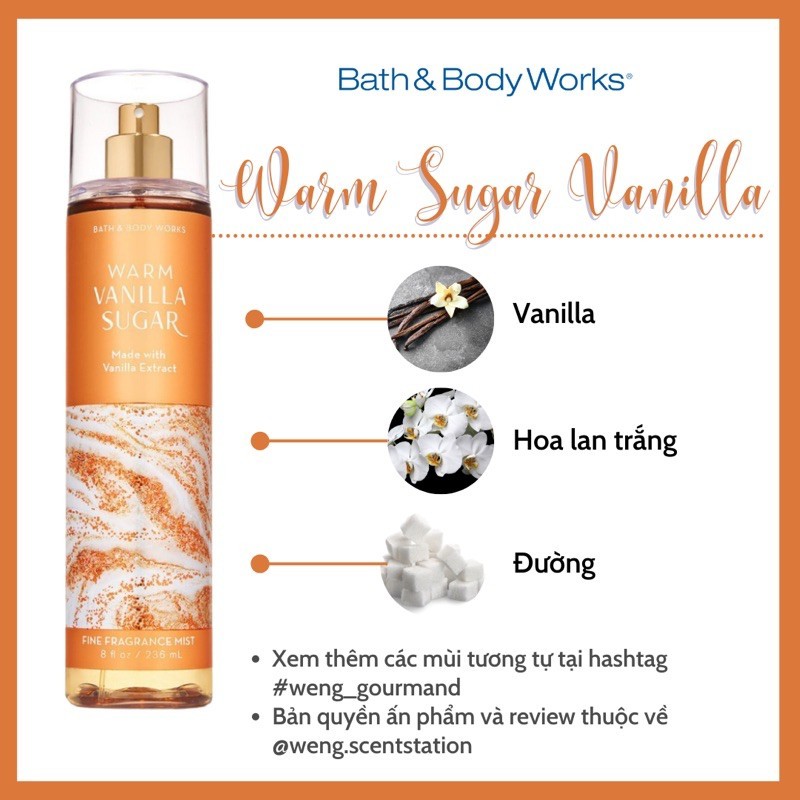 Xịt thơm toàn thân Bath & Body Works mùi Warm Vanilla Sugar