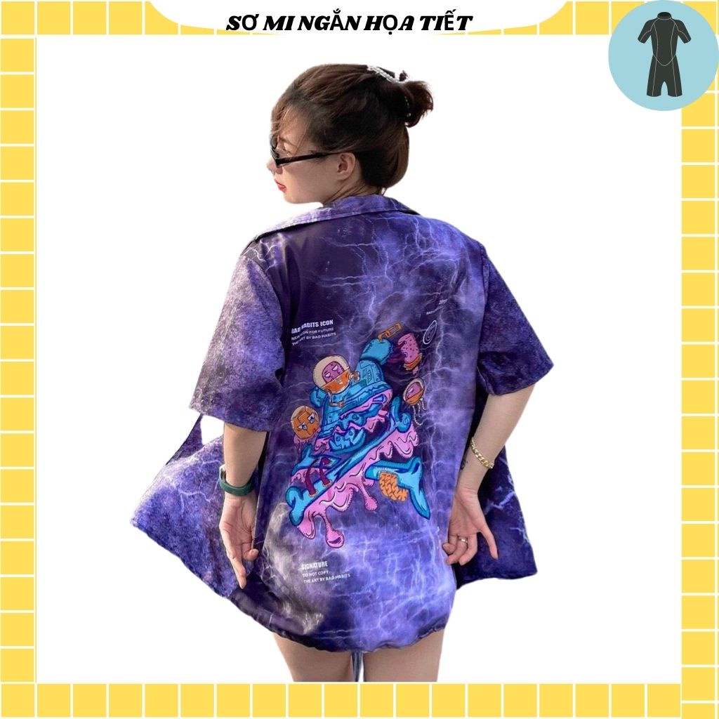 Áo Sơ Mi Tay Ngắn Unisex Cổ Bẻ Phong Cách Hàn Quốc Freesize