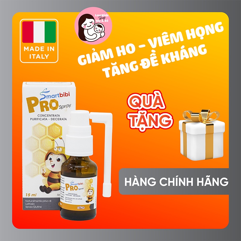 Tăng đề kháng - Làm dịu họng - Hỗ trợ giảm ho, đau họng - Smartbibi Pro Spray - Keo ong cô đặc tinh khiết từ Italia