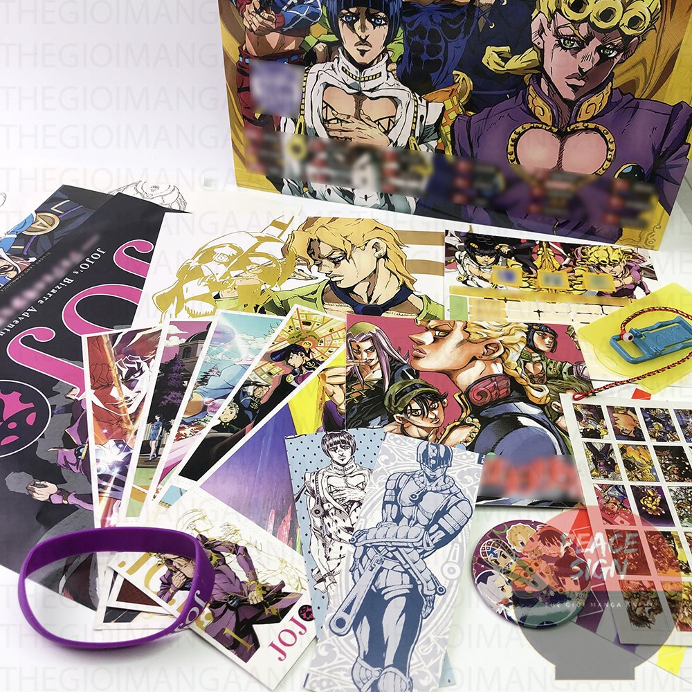 Túi quà tặng chữ nhật ngang JOJO'S BIZARRE ADVENTURE anime chibi có poster postcard bookmark banner huy hiệu thiếp ảnh