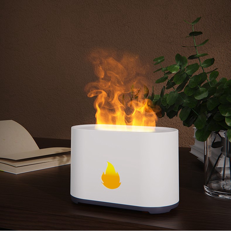 Máy phun sương tinh dầu hình ngọn lửa Aroma, trang trí decor phòng ngủ, bàn làm việc xông tinh dầu tạo ẩm chống khô da