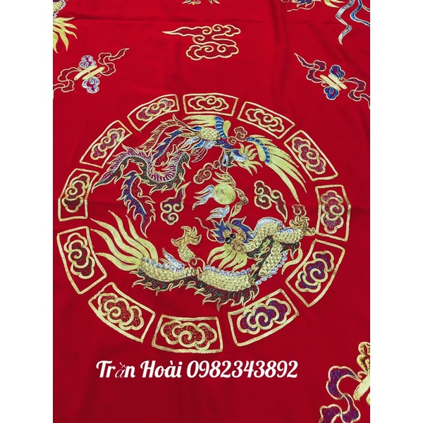 Khăn áo hầu đồng - bộ khăn phủ diện , khăn tấu hương rồng phượng thêu kim sa và chỉ ngũ sắc
